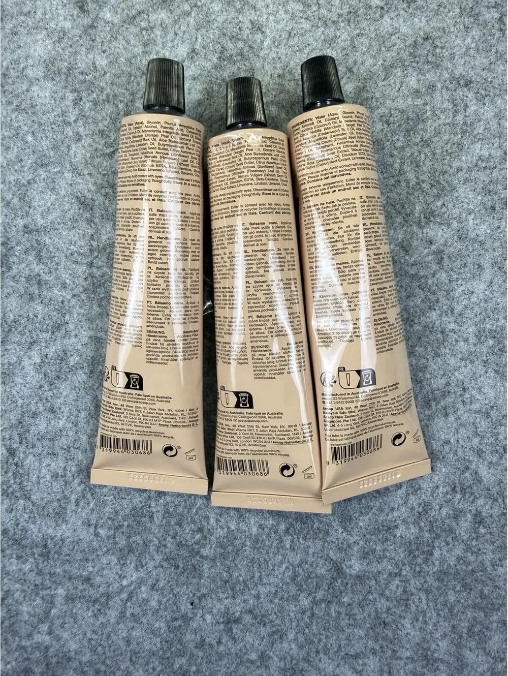 3 X Aesop Resurrection Aromatique Hand Balm 2.6 oz / 75ml New in Box Three Pack
